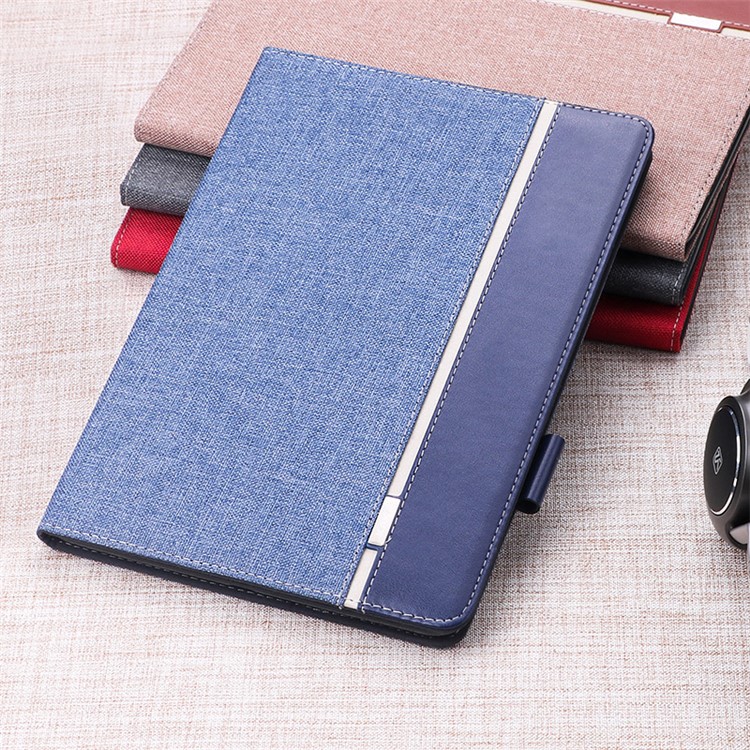 

Контрастный Цвет Холст Кожаный Стенд Смарт Защитный Чехол Для Ipad 9,7-дюймовый (2018) / 9,7-дюймовый (2017) / Про 9,7 Дюйма (2016) / Воздух 2 / Воздух - Синий, iPad 9.7 (2018)