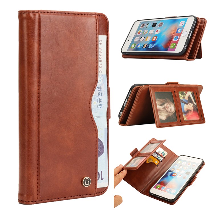 

Removable 2-in-1 Multi-slot Wallet Leather Mobile Phone Case +TPU Back Shell for iPhone 8 Plus / 7 Plus 5.5 inch - Brown