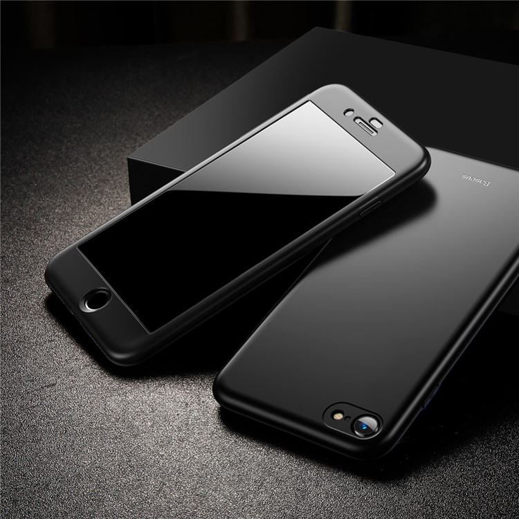 BASEUS Full Protection Matte PC + TPU Combo Cover + Tempered Glass Screen Protector for iPhone 8 / 7 4.7 inch - Black-7