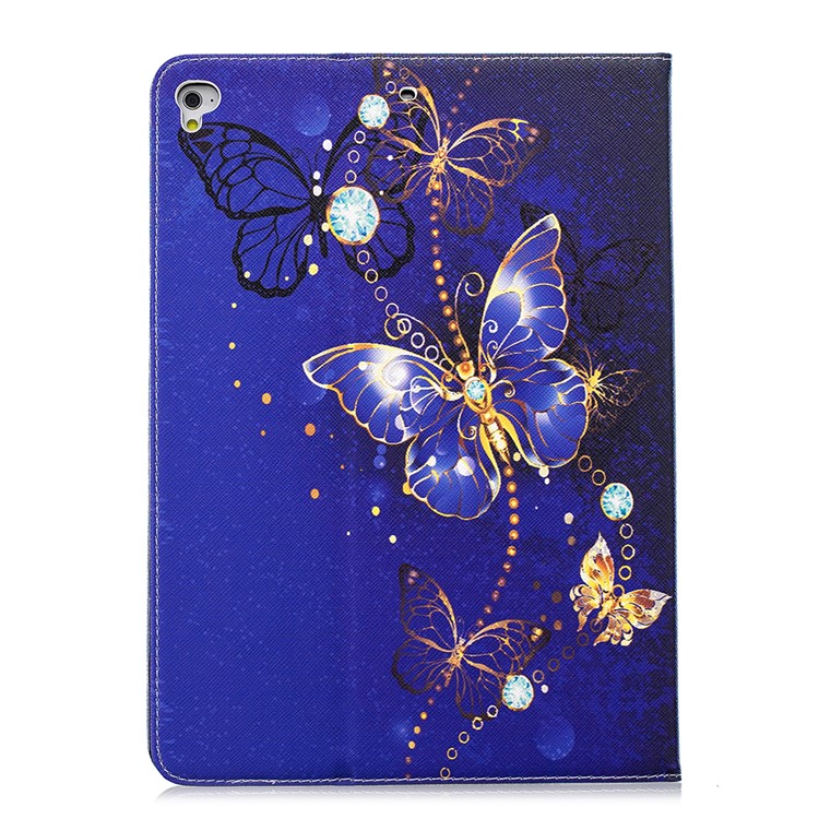 Patterned Wallet Stand Leather Tablet Cover Case for iPad 9.7 (2018)/9.7 (2017)/Pro 9.7/Air 2/1 - Blue Butterflies-3