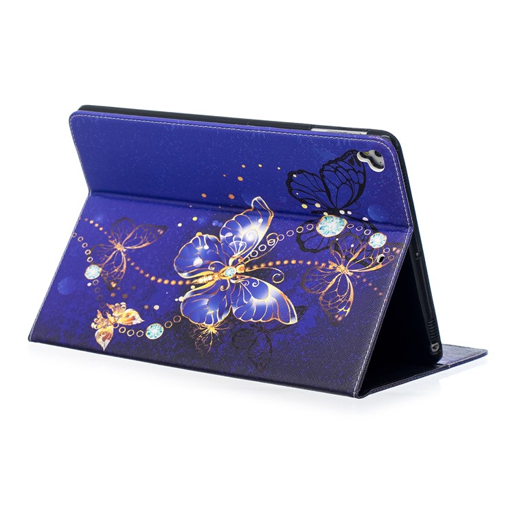 Patterned Wallet Stand Leather Tablet Cover Case for iPad 9.7 (2018)/9.7 (2017)/Pro 9.7/Air 2/1 - Blue Butterflies-5