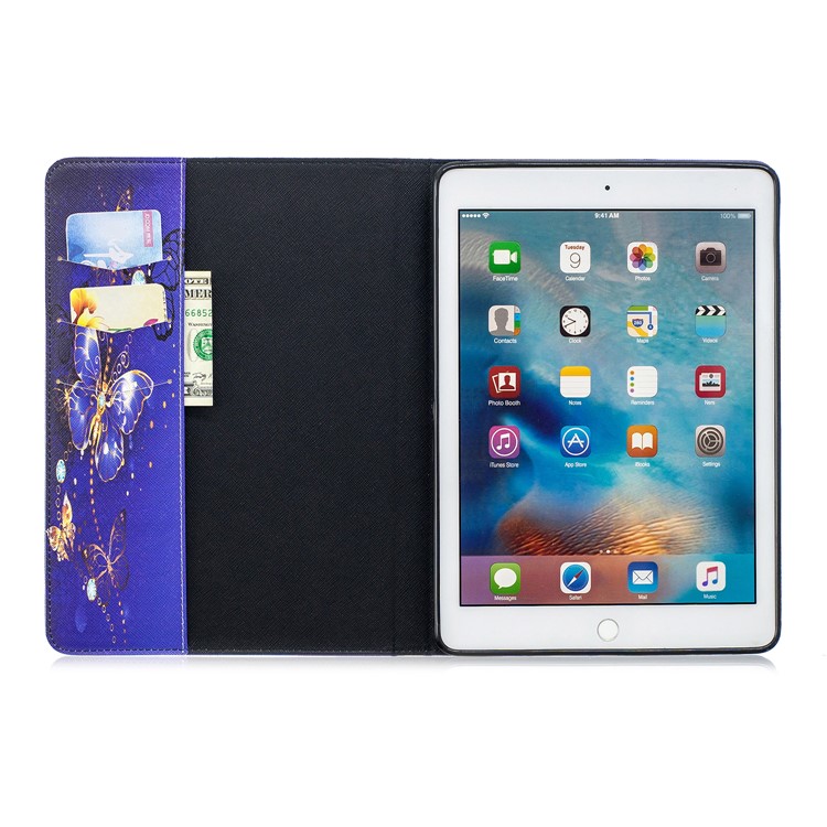Patterned Wallet Stand Leather Tablet Cover Case for iPad 9.7 (2018)/9.7 (2017)/Pro 9.7/Air 2/1 - Blue Butterflies-8