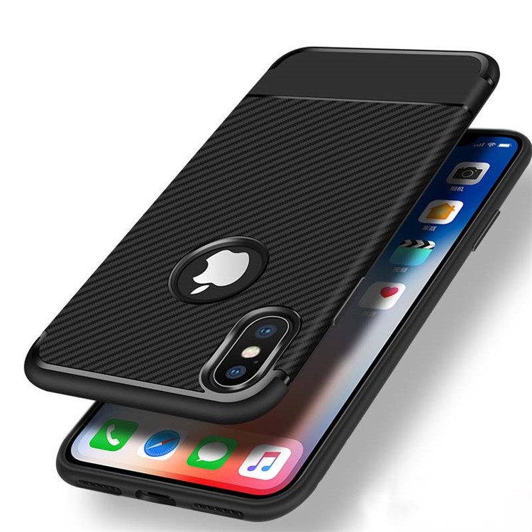 Carbon Fiber Texture Soft TPU Back Phone Case for iPhone X / 10 5.8 inch - Black-2