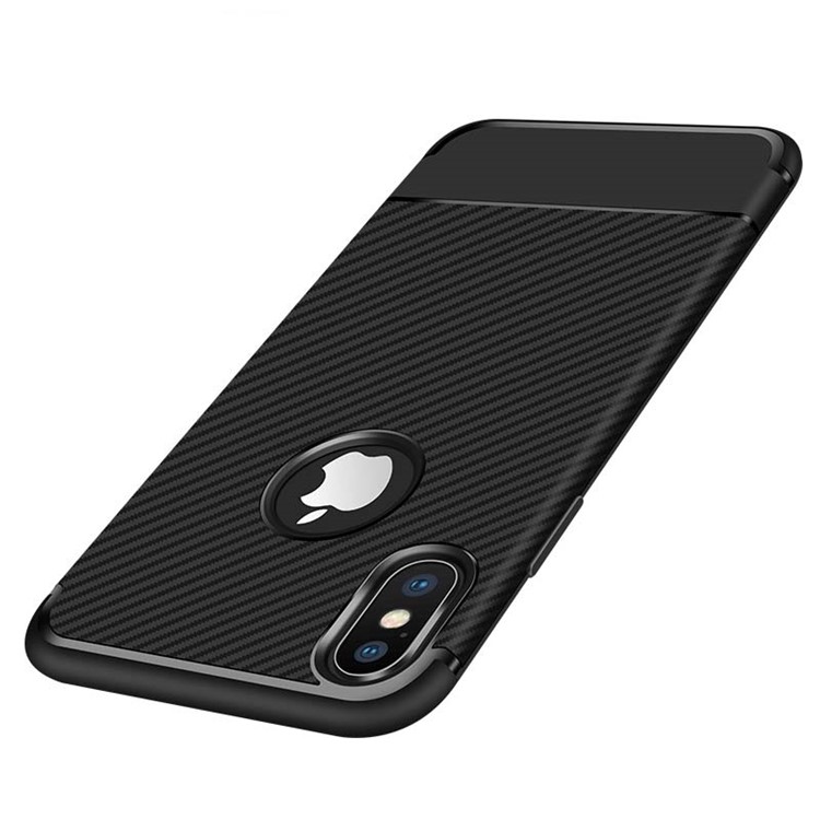 Carbon Fiber Texture Soft TPU Back Phone Case for iPhone X / 10 5.8 inch - Black-3