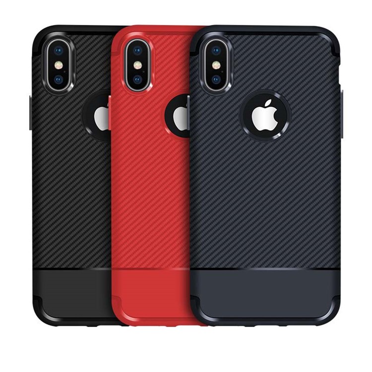Carbon Fiber Texture Soft TPU Back Phone Case for iPhone X / 10 5.8 inch - Black-6
