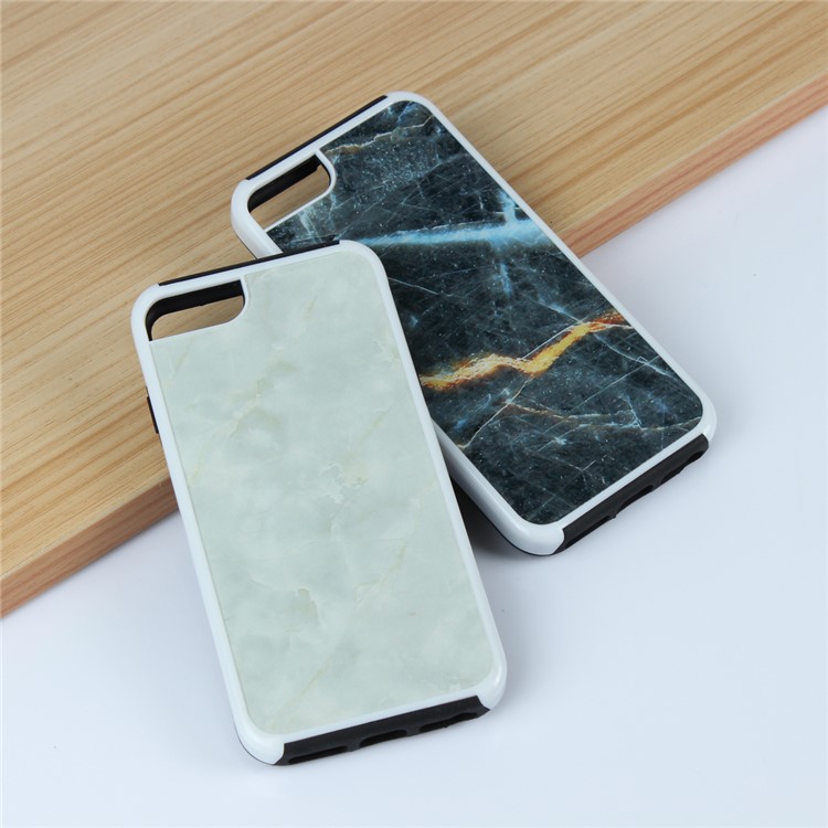 Marble Texture Shockproof TPU Edge + PC Back Hybrid Case for iPhone 8/7 - Black-10
