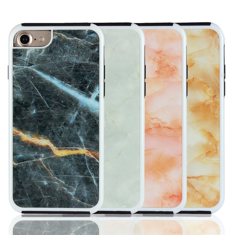 Marble Texture Shockproof TPU Edge + PC Back Hybrid Case for iPhone 8/7 - Black-11