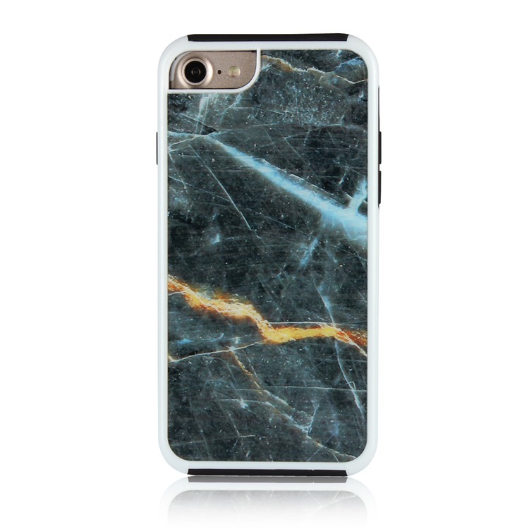 Marble Texture Shockproof TPU Edge + PC Back Hybrid Case for iPhone 8/7 - Black-2