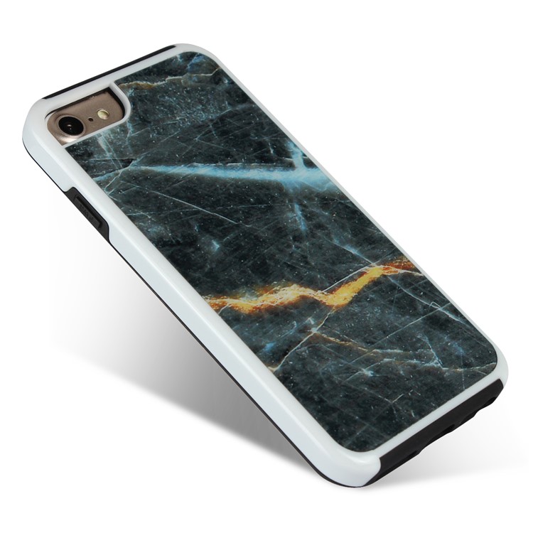 Marble Texture Shockproof TPU Edge + PC Back Hybrid Case for iPhone 8/7 - Black-3