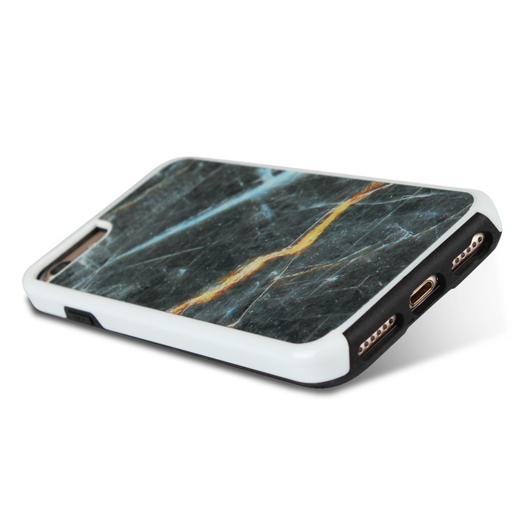 Marble Texture Shockproof TPU Edge + PC Back Hybrid Case for iPhone 8/7 - Black-6
