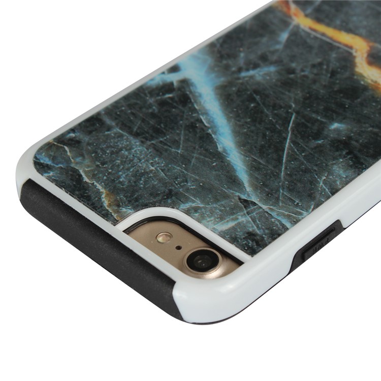 Marble Texture Shockproof TPU Edge + PC Back Hybrid Case for iPhone 8/7 - Black-7