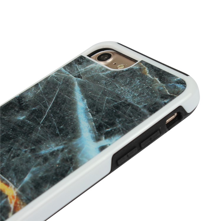Marble Texture Shockproof TPU Edge + PC Back Hybrid Case for iPhone 8/7 - Black-8