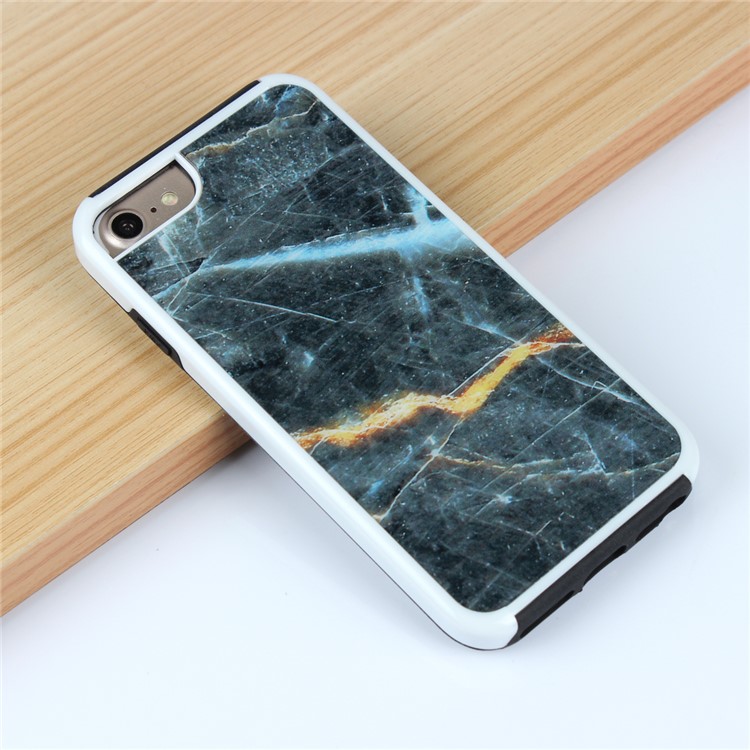 Marble Texture Shockproof TPU Edge + PC Back Hybrid Case for iPhone 8/7 - Black-9