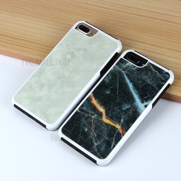 Marble Texture Shockproof TPU Edge + PC Back Hybrid Case for iPhone 8 Plus / 7 Plus - Black-10
