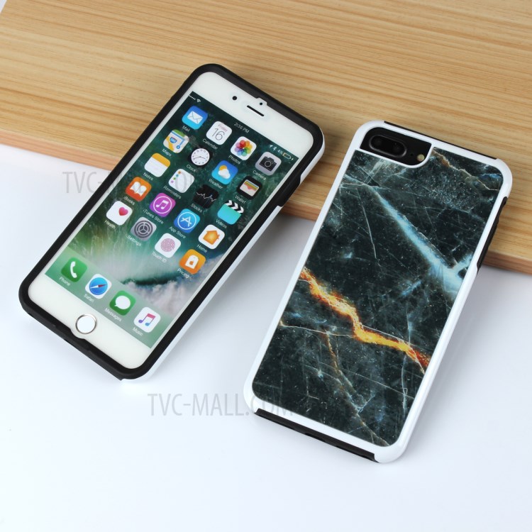 Marble Texture Shockproof TPU Edge + PC Back Hybrid Case for iPhone 8 Plus / 7 Plus - Black-11