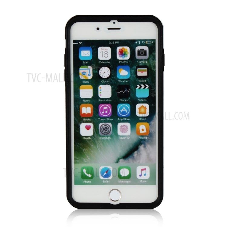 Marble Texture Shockproof TPU Edge + PC Back Hybrid Case for iPhone 8 Plus / 7 Plus - Black-2