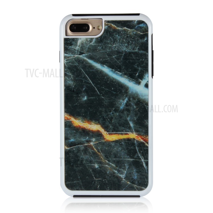 Marble Texture Shockproof TPU Edge + PC Back Hybrid Case for iPhone 8 Plus / 7 Plus - Black-3