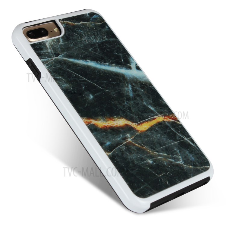 Marble Texture Shockproof TPU Edge + PC Back Hybrid Case for iPhone 8 Plus / 7 Plus - Black-4