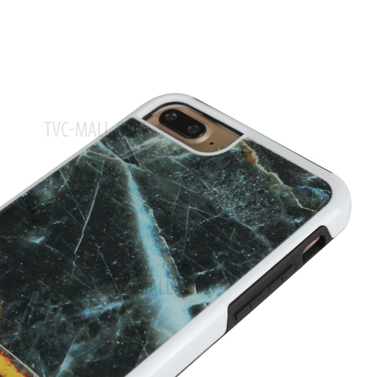 Marble Texture Shockproof TPU Edge + PC Back Hybrid Case for iPhone 8 Plus / 7 Plus - Black-6