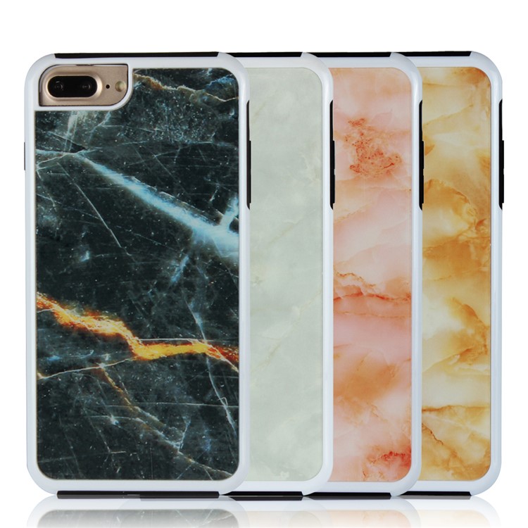 Marble Texture Shockproof TPU Edge + PC Back Hybrid Case for iPhone 8 Plus / 7 Plus - Black-8
