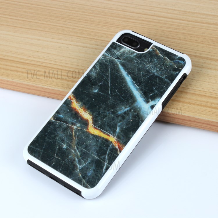 Marble Texture Shockproof TPU Edge + PC Back Hybrid Case for iPhone 8 Plus / 7 Plus - Black-9