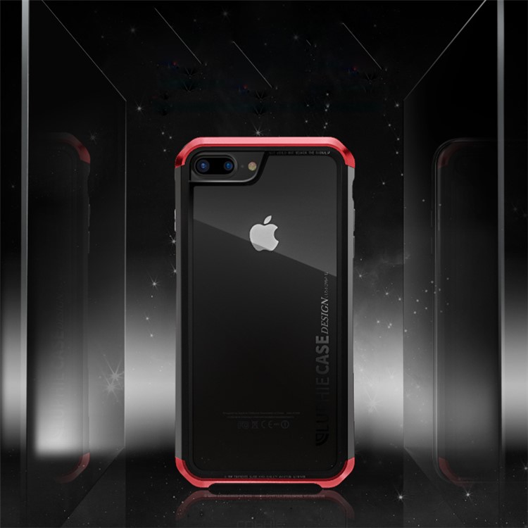 LUPHIE Double Dragon Tempered Glass Back + PC Metal Hybrid Case for iPhone 8 Plus/7 Plus/6s Plus/6 Plus - Red-5