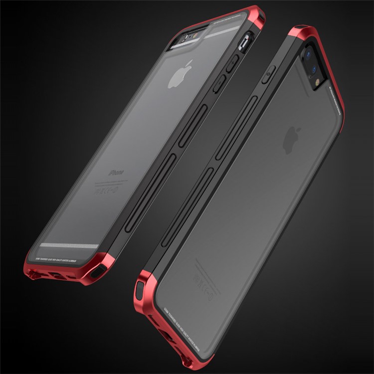 LUPHIE Double Dragon Tempered Glass Back + PC Metal Hybrid Case for iPhone 8 Plus/7 Plus/6s Plus/6 Plus - Red-6