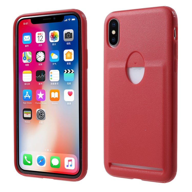 

Ультра Тонкий Держатель Мобильного Телефона Держателя Карточки TPU Для Iphone X - Красный