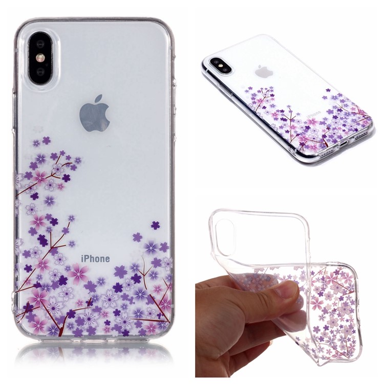 

Для Iphone X / 10 С Шаблоном IMD TPU Для Мобильного Телефона - Фиолетовый Цветок, iPhone Xs