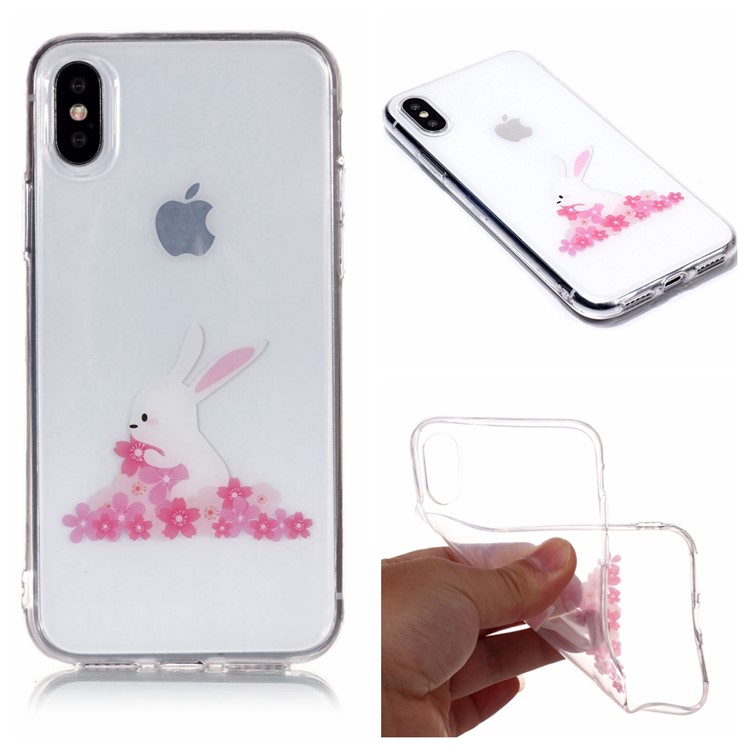 

Шаблон Печати IMD Мягкий Чехол Для Телефона TPU Для Iphone X (десять) - Кролик И Цветок, iPhone Xs