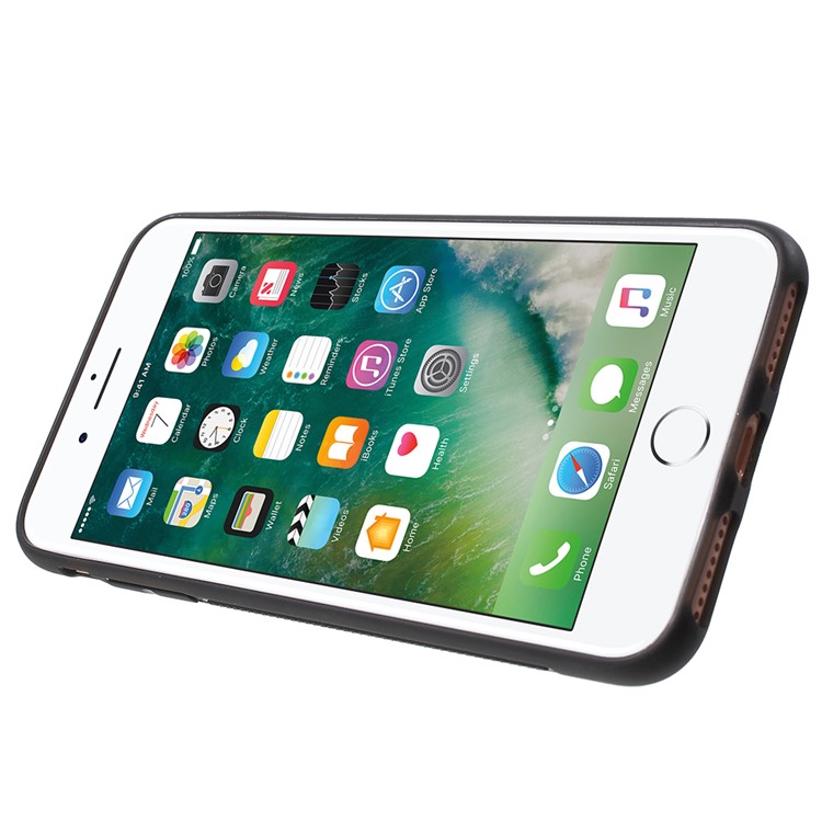 ROAR KOREA Aura Série TPU Tampa Traseira Com Suporte De Couro PU Para Iphone 8 Plus / 7 Plus / 6 S Plus / 6 Além De 5.5 Polegada - Preto-4