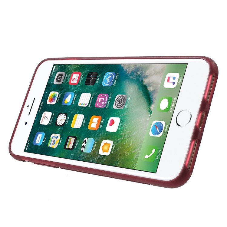 ROOR KOREA Aura Series Funda De TPU Con Soporte De Cuero PU Para Iphone 8 Plus / 7 Plus / 6s Plus / 6 Más 5.5 Pulgadas - Rojo-4