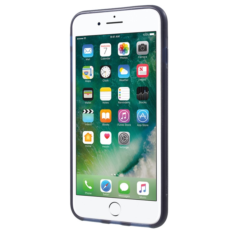 ROAR CORÉIA Aura Série TPU Tampa Do Telefone De Proteção Com Suporte De Couro PU Para Iphone 8 Plus / 7 Plus / 6 S Plus / 6 Além De 5.5 Polegada - Azul-2