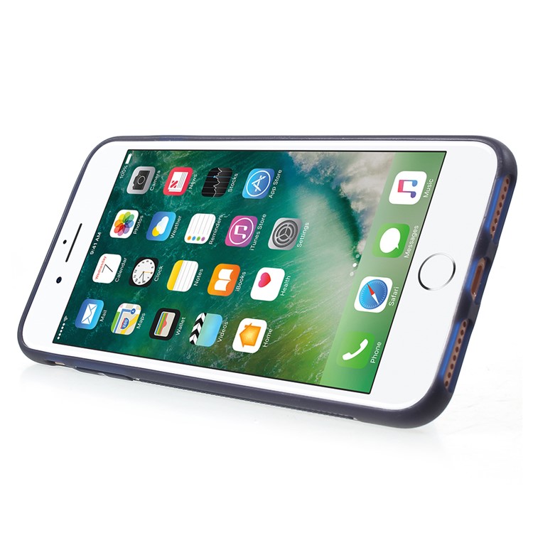 ROAR CORÉIA Aura Série TPU Tampa Do Telefone De Proteção Com Suporte De Couro PU Para Iphone 8 Plus / 7 Plus / 6 S Plus / 6 Além De 5.5 Polegada - Azul-4