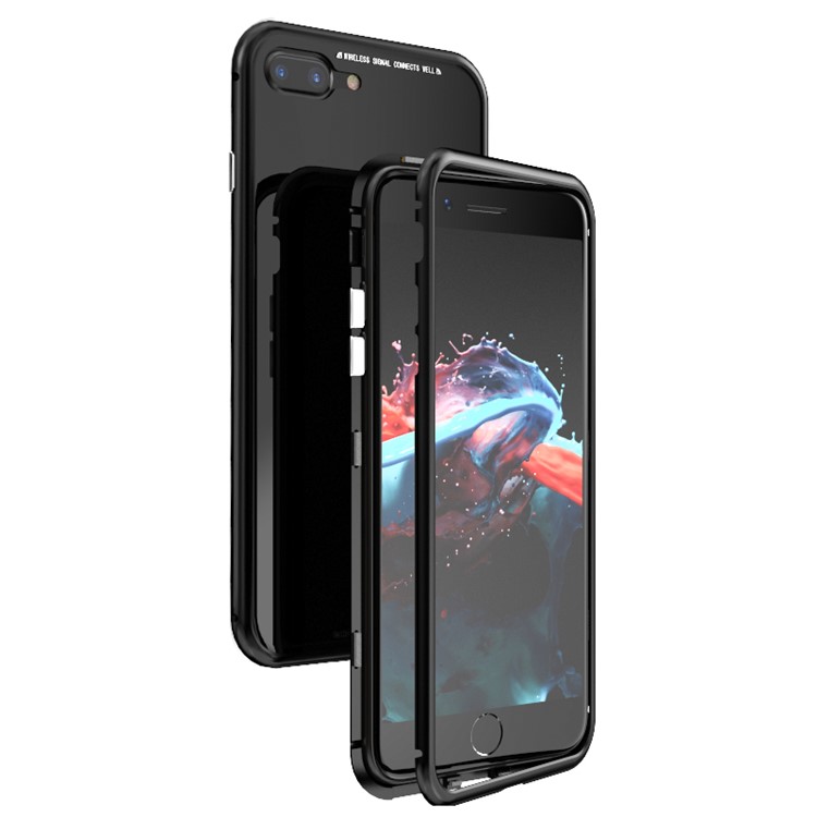 

LUPHIE Съемный Магнитный Металлический Каркас + Закаленный Стеклянный Корпус Сотового Телефона Для Iphone 8 Plus / 7 Плюс 5,5 Дюймов - Все Черное, iPhone 8 Plus