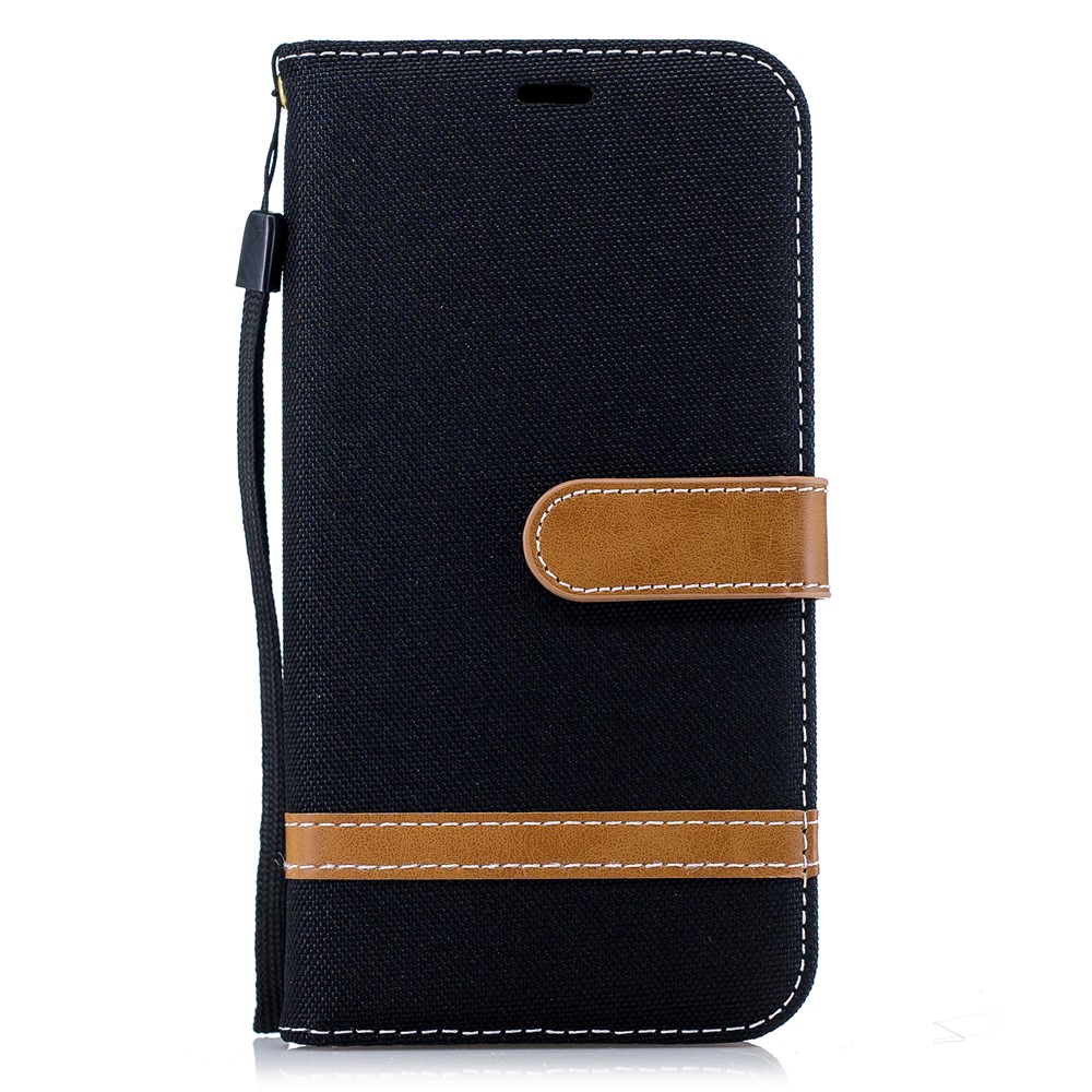 For iPhone XR 6.1 inch Assorted Color Jeans Cloth Wallet Stand Leather Phone Case - Black-2
