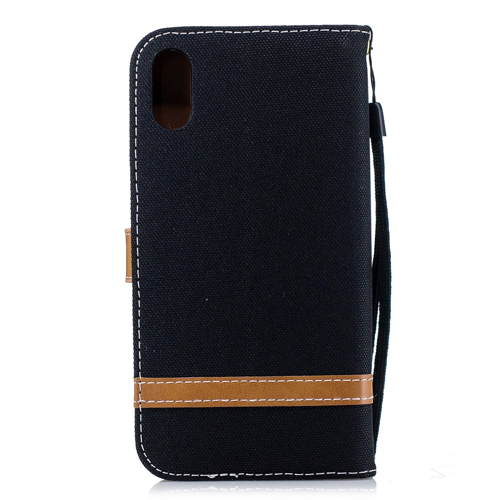 For iPhone XR 6.1 inch Assorted Color Jeans Cloth Wallet Stand Leather Phone Case - Black-3