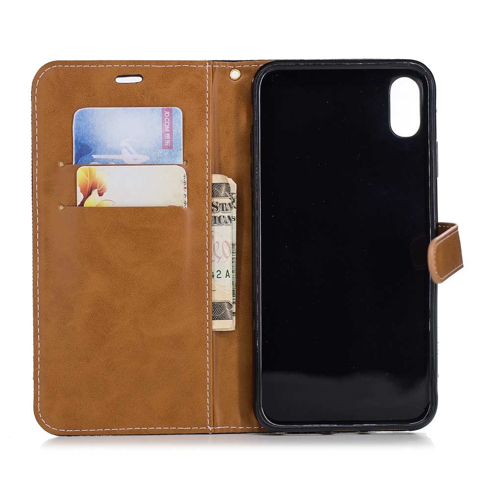 For iPhone XR 6.1 inch Assorted Color Jeans Cloth Wallet Stand Leather Phone Case - Black-8