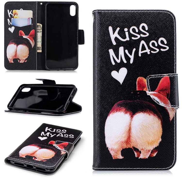 

Для Iphone 9 Плюс Печать Рисунка PU Кожаный Мобильный Корпус С Гнездами Для Карт - Иди На Фиг