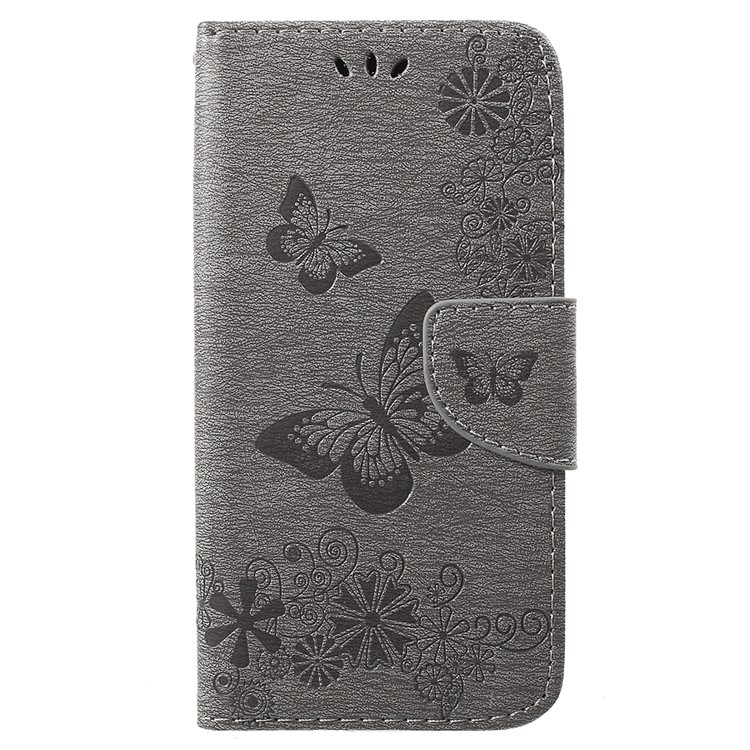 

Imprinted Butterfly Flowers Pattern PU Leather Protection Cell Phone Cover for iPhone XR 6.1 inch - Grey, iPhone XR 6.1 inch