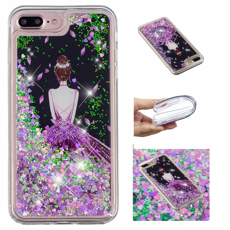 Динамический блеск порошок в форме сердца sequins корпус корпуса tpu для iphone 8 plus / 7 плюс - красота