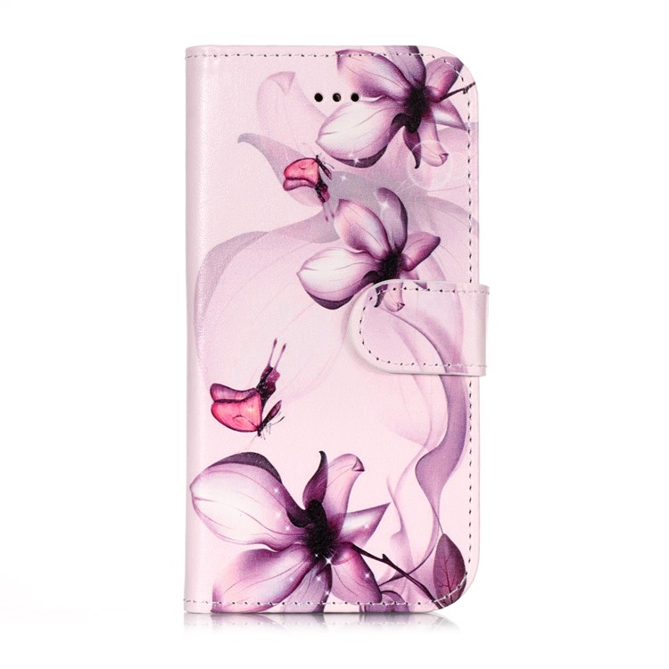 Muster Druck Brieftasche Leder Stand Shell Für IPhone 8 Plus / 7 Plus - Blumenmuster-2