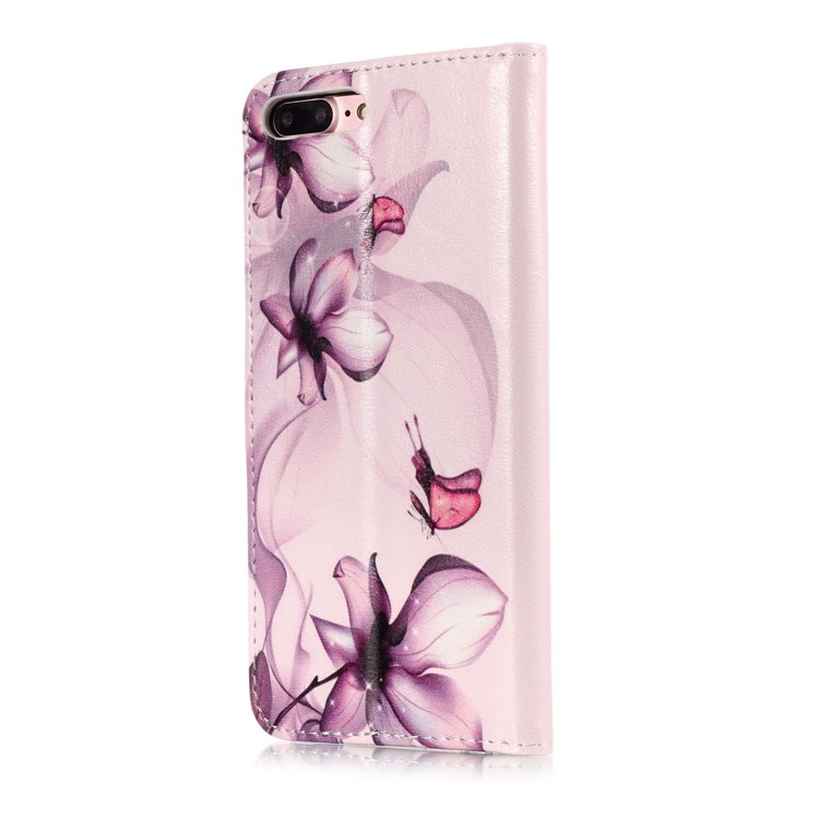 Muster Druck Brieftasche Leder Stand Shell Für IPhone 8 Plus / 7 Plus - Blumenmuster-4