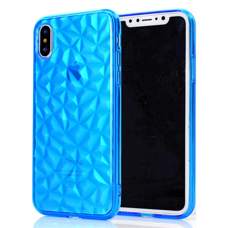 

3D Алмазное Зерно Мягкое Покрытие Мобильного Телефона TPU Для Iphone X - Синий, iPhone XS 5.8 inch