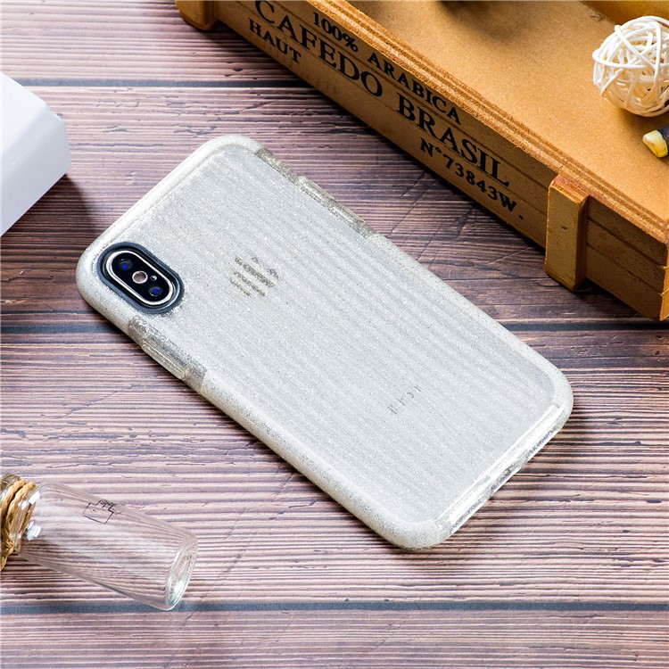

Flash Powder 3D Wave Pattern Soft TPU Phone Cover for iPhone XS / X 5.8 inch - White