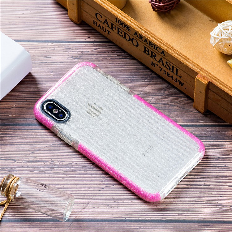 

Flash Powder 3D Wave Pattern Soft TPU Cover Case for iPhone XS / X 5.8 inch - Rose