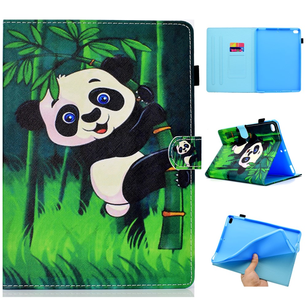 Pattern Printing Leather Card Holder Stand Protective Case for iPad 9.7-inch (2018) / 9.7-inch (2017) / Air 2 / Air - Panda