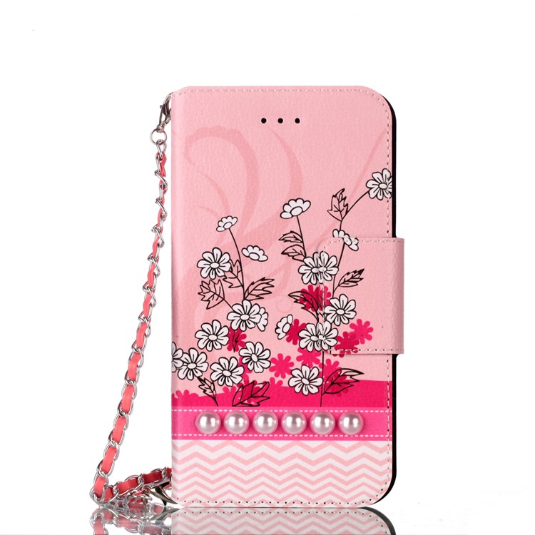 

Pattern Printing Magnetic PU Leather Stand Wallet Cell Phone Case for iPhone X/XS 5.8 inch - White Flower