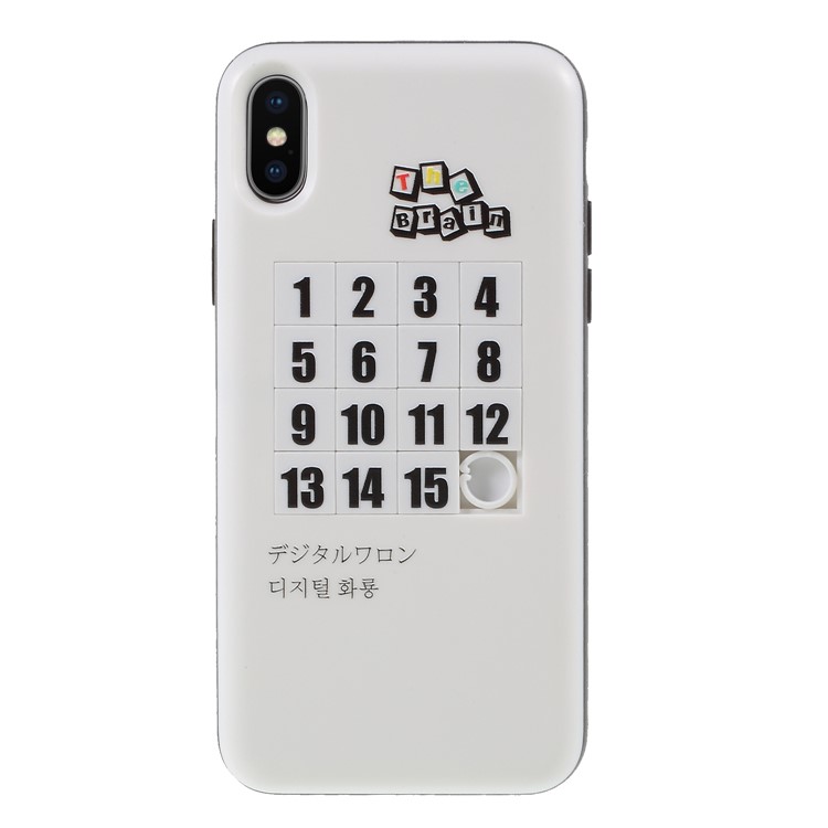 

Numbers Puzzle Pattern PC + TPU Hybrid Shell Case for iPhone X - White