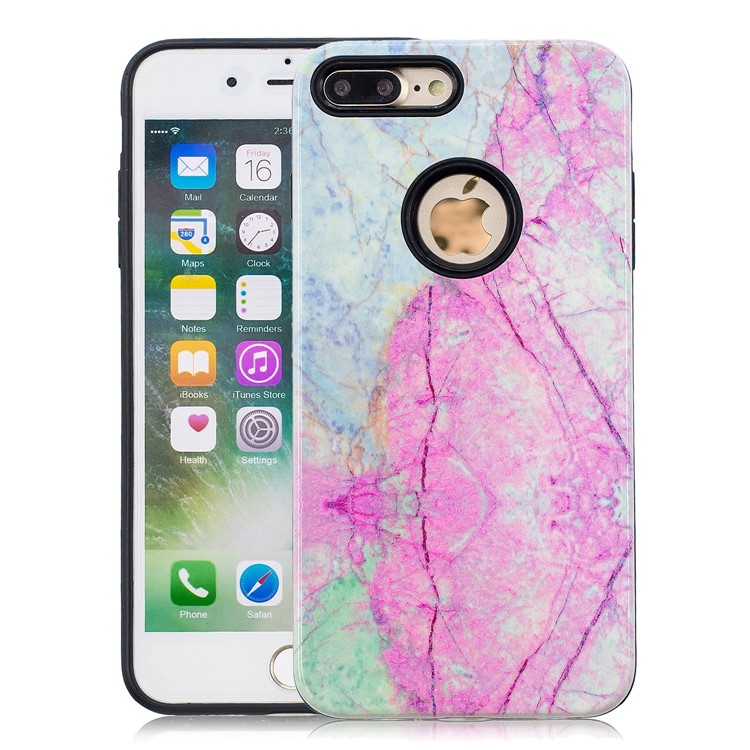 

Embossment Rubberized Patterned PC + TPU Combo Back Case for iPhone 8 Plus / 7 Plus 5.5 inch - Marble Pattern